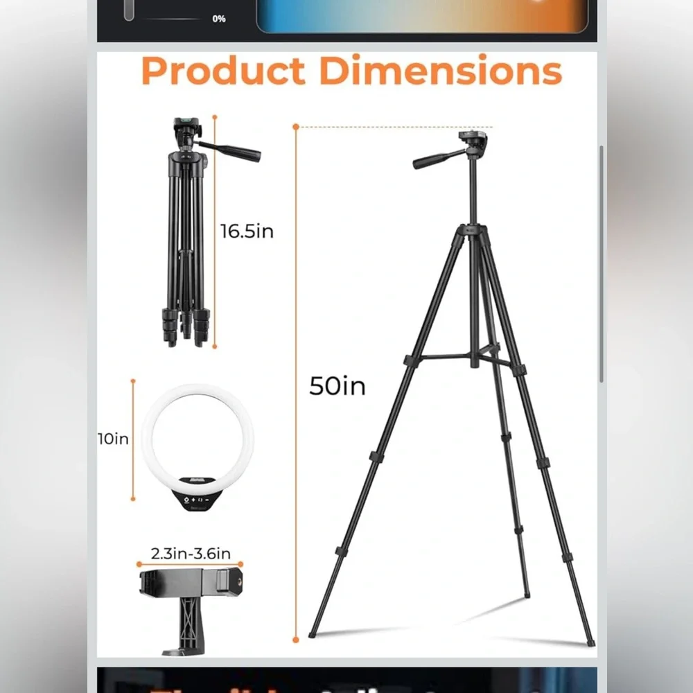 Sensyne 10” Ring Light with 50” Extendable Tripod Stand, LED Circle Lights
